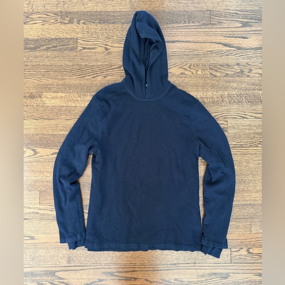 Vince 100% Wool Waffle Knit Hoodie – Navy – Size L